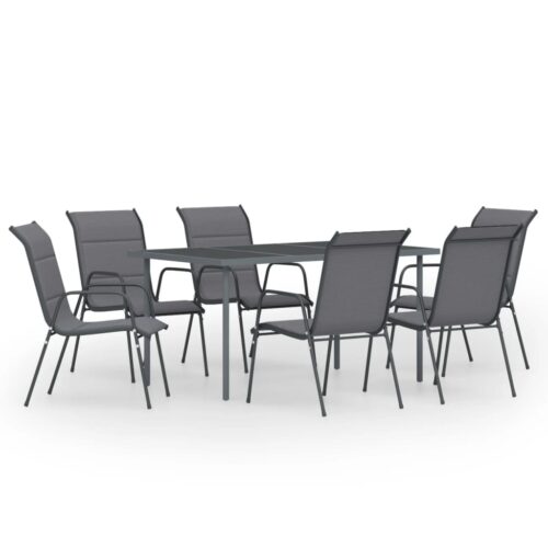 7-Piece Outdoor Dining Set Steel Anthracite