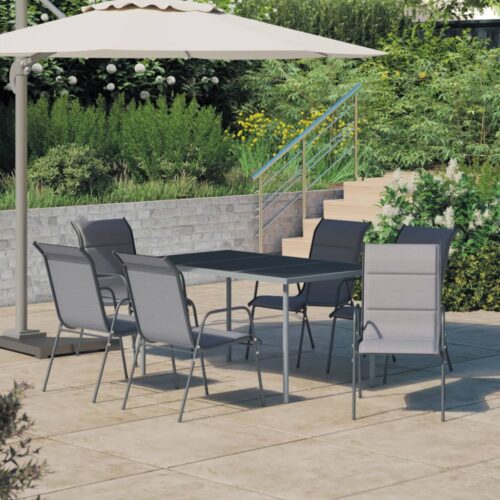 7-Piece Outdoor Dining Set Steel Anthracite - Image 2