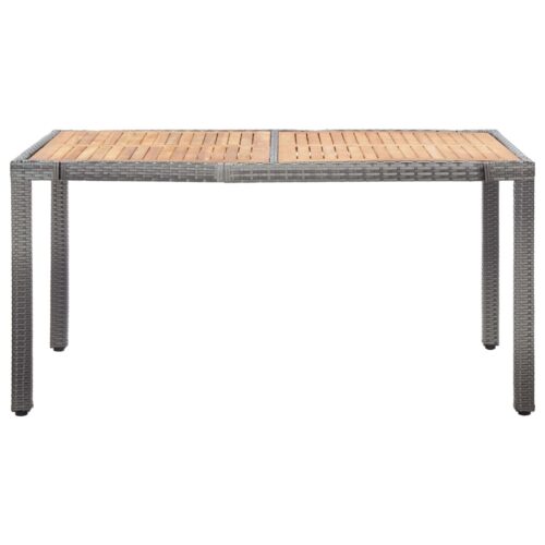 7-Piece Outdoor Dining Set with Cushions Poly Rattan Wicker Outdoor Patio Furniture Grey - Image 3