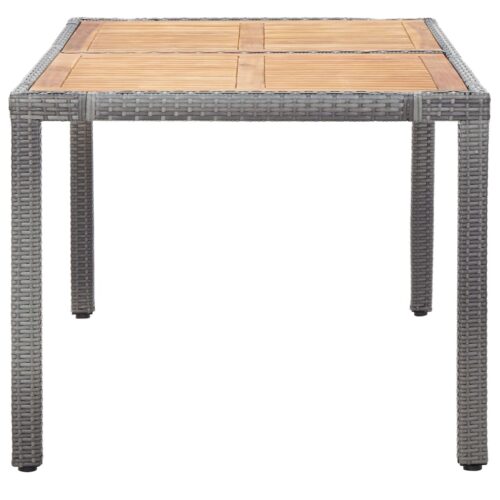 7-Piece Outdoor Dining Set with Cushions Poly Rattan Wicker Outdoor Patio Furniture Grey - Image 4