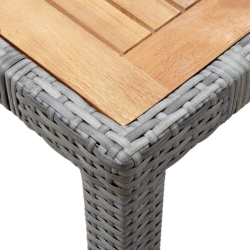 7-Piece Outdoor Dining Set with Cushions Poly Rattan Wicker Outdoor Patio Furniture Grey - Image 5