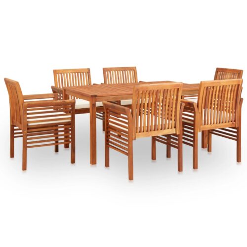 7-Piece Outdoor Dining Set with Cushions Wood Timber Outdoor Patio Furniture Acacia