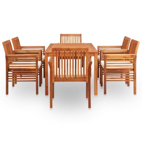 7-Piece Outdoor Dining Set with Cushions Wood Timber Outdoor Patio Furniture Acacia - Image 3