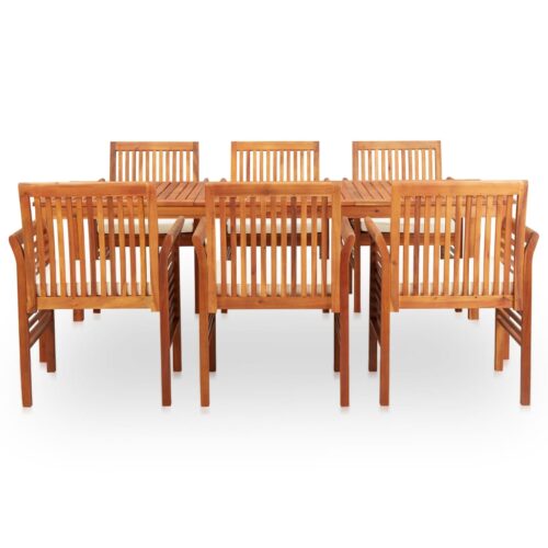 7-Piece Outdoor Dining Set with Cushions Wood Timber Outdoor Patio Furniture Acacia - Image 3
