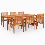 7-Piece Outdoor Dining Set with Cushions Wood Timber Outdoor Patio Furniture Acacia