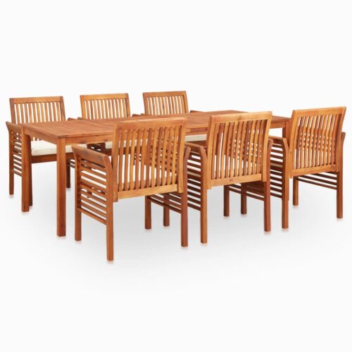 7-Piece Outdoor Dining Set with Cushions Wood Timber Outdoor Patio Furniture Acacia