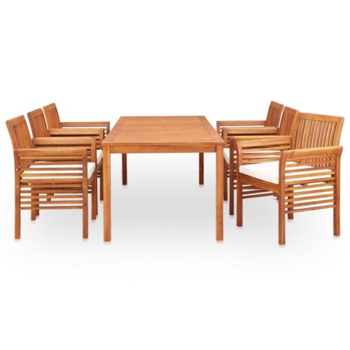 7-Piece Outdoor Dining Set with Cushions Wood Timber Outdoor Patio Furniture Acacia - Image 4