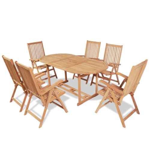 7-Piece Outdoor Dining Set with Folding Chairs Acacia Wood Timber Outdoor Patio Furniture