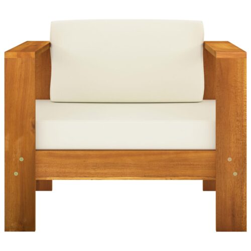 8-Piece Garden Lounge Set with Cream White Cushions Acacia Wood - Image 6