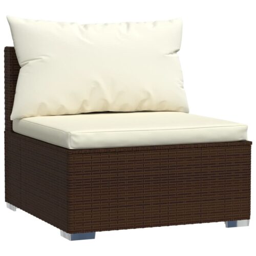 8-Piece Garden Lounge Set with Cushions Brown Poly Rattan Wicker Outdoor Patio Furniture - Image 4