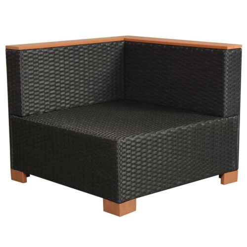 8-Piece Garden Lounge Set with Cushions Poly Rattan Wicker Outdoor Patio Furniture Black - Image 7