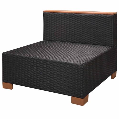 8-Piece Garden Lounge Set with Cushions Poly Rattan Wicker Outdoor Patio Furniture Black - Image 8