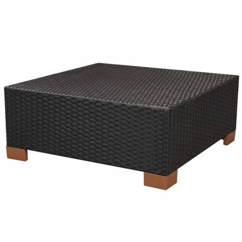 8-Piece Garden Lounge Set with Cushions Poly Rattan Wicker Outdoor Patio Furniture Black - Image 9