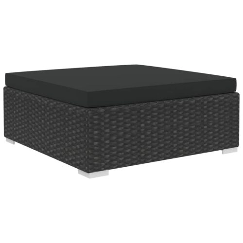 8-Piece Garden Lounge Set with Cushions Poly Rattan Wicker Outdoor Patio Furniture Black - Image 5