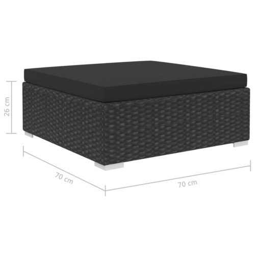 8-Piece Garden Lounge Set with Cushions Poly Rattan Wicker Outdoor Patio Furniture Black - Image 9