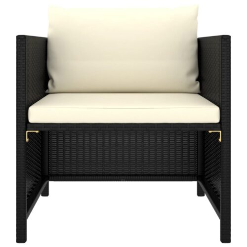8-Piece Garden Lounge Set with Cushions Poly Rattan Wicker Outdoor Patio Furniture Black - Image 7