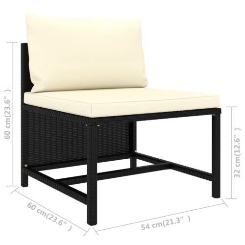 8-Piece Garden Lounge Set with Cushions Poly Rattan Wicker Outdoor Patio Furniture Black - Image 11