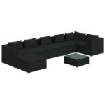 8-Piece Garden Lounge Set with Cushions Poly Rattan Wicker Outdoor Patio Furniture Black