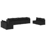 8-Piece Garden Lounge Set with Cushions Poly Rattan Wicker Outdoor Patio Furniture Black