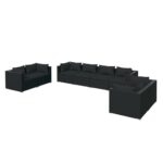 8-Piece Garden Lounge Set with Cushions Poly Rattan Wicker Outdoor Patio Furniture Black
