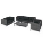 8-Piece Garden Lounge Set with Cushions Poly Rattan Wicker Outdoor Patio Furniture Dark Grey