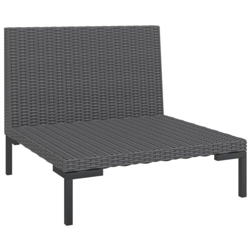 8-Piece Garden Lounge Set with Cushions Poly Rattan Wicker Outdoor Patio Furniture Dark Grey - Image 6