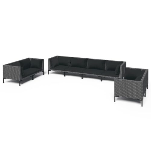 8-Piece Garden Lounge Set with Cushions Poly Rattan Wicker Outdoor Patio Furniture Dark Grey