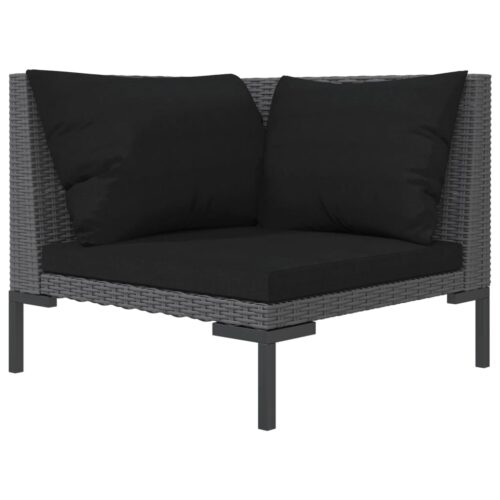 8-Piece Garden Lounge Set with Cushions Poly Rattan Wicker Outdoor Patio Furniture Dark Grey - Image 5