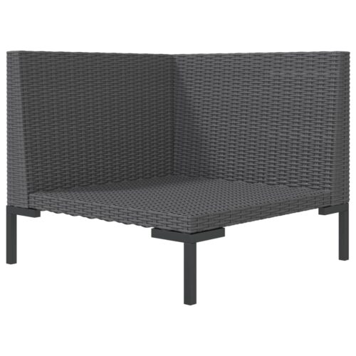 8-Piece Garden Lounge Set with Cushions Poly Rattan Wicker Outdoor Patio Furniture Dark Grey - Image 6
