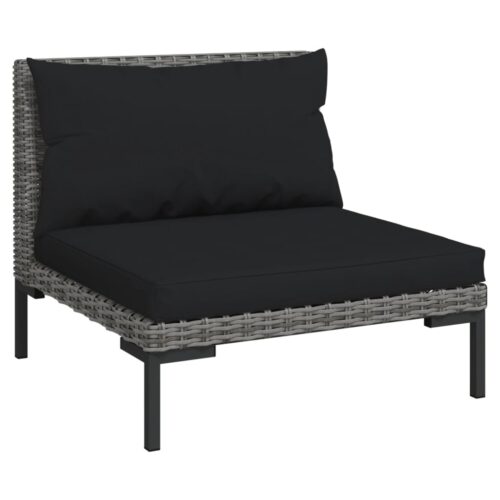 8-Piece Garden Lounge Set with Cushions Poly Rattan Wicker Outdoor Patio Furniture Dark Grey - Image 3