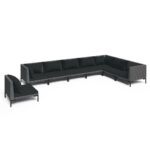 8-Piece Garden Lounge Set with Cushions Poly Rattan Wicker Outdoor Patio Furniture Dark Grey