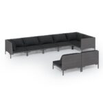 8-Piece Garden Lounge Set with Cushions Poly Rattan Wicker Outdoor Patio Furniture Dark Grey