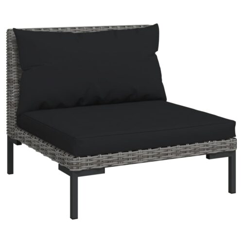 8-Piece Garden Lounge Set with Cushions Poly Rattan Wicker Outdoor Patio Furniture Dark Grey - Image 3