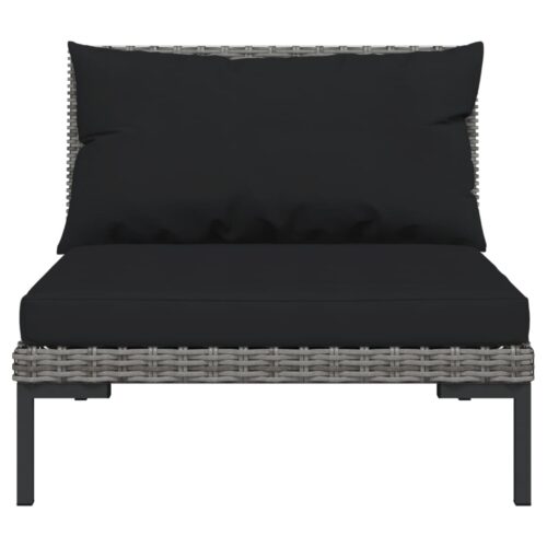 8-Piece Garden Lounge Set with Cushions Poly Rattan Wicker Outdoor Patio Furniture Dark Grey - Image 4