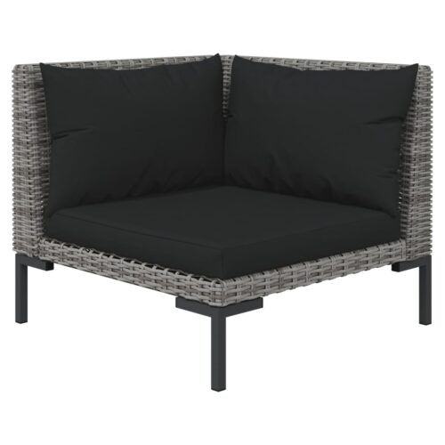 8-Piece Garden Lounge Set with Cushions Poly Rattan Wicker Outdoor Patio Furniture Dark Grey - Image 5