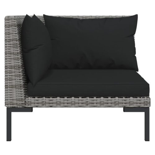 8-Piece Garden Lounge Set with Cushions Poly Rattan Wicker Outdoor Patio Furniture Dark Grey - Image 6