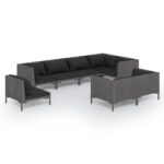 8-Piece Garden Lounge Set with Cushions Poly Rattan Wicker Outdoor Patio Furniture Dark Grey