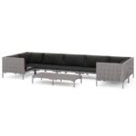 8-Piece Garden Lounge Set with Cushions Poly Rattan Wicker Outdoor Patio Furniture Dark Grey