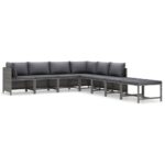 8-Piece Garden Lounge Set with Cushions Poly Rattan Wicker Outdoor Patio Furniture Grey