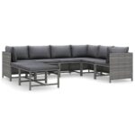 8-Piece Garden Lounge Set with Cushions Poly Rattan Wicker Outdoor Patio Furniture Grey