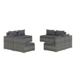 8-Piece Garden Lounge Set with Cushions Poly Rattan Wicker Outdoor Patio Furniture Grey