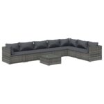 8-Piece Garden Lounge Set with Cushions Poly Rattan Wicker Outdoor Patio Furniture Grey