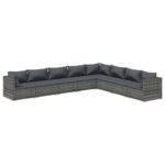 8-Piece Garden Lounge Set with Cushions Poly Rattan Wicker Outdoor Patio Furniture Grey