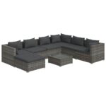 8-Piece Garden Lounge Set with Cushions Poly Rattan Wicker Outdoor Patio Furniture Grey