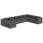 8-Piece Garden Lounge Set with Cushions Poly Rattan Wicker Outdoor Patio Furniture Grey