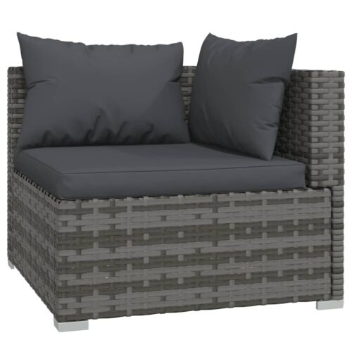 8-Piece Garden Lounge Set with Cushions Poly Rattan Wicker Outdoor Patio Furniture Grey - Image 3