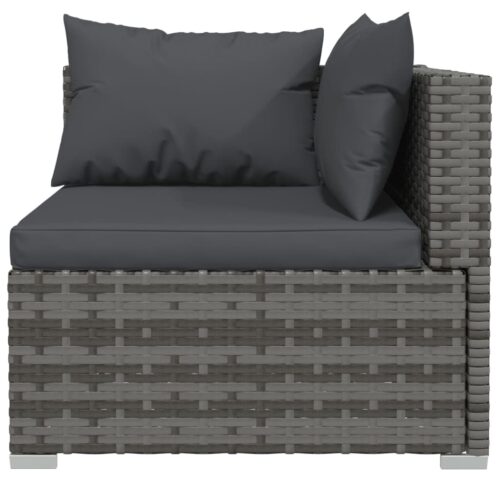 8-Piece Garden Lounge Set with Cushions Poly Rattan Wicker Outdoor Patio Furniture Grey - Image 4