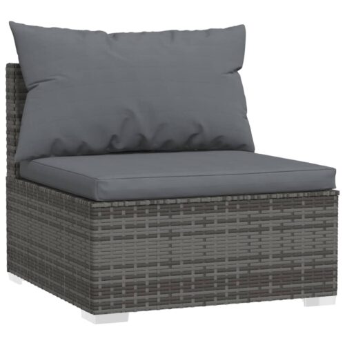 8-Piece Garden Lounge Set with Cushions Poly Rattan Wicker Outdoor Patio Furniture Grey - Image 5
