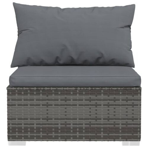 8-Piece Garden Lounge Set with Cushions Poly Rattan Wicker Outdoor Patio Furniture Grey - Image 6