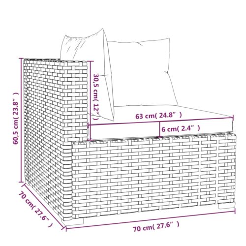 8-Piece Garden Lounge Set with Cushions Poly Rattan Wicker Outdoor Patio Furniture Grey - Image 11